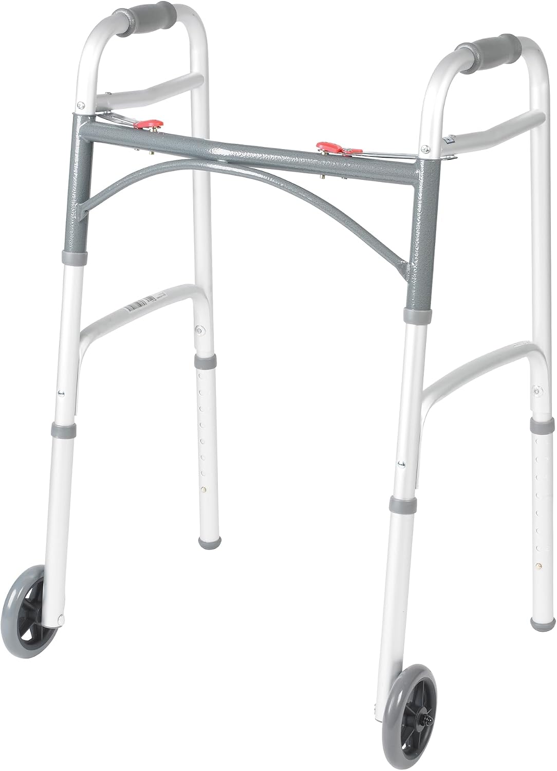 Drive Medical two-button folding walker with front wheels