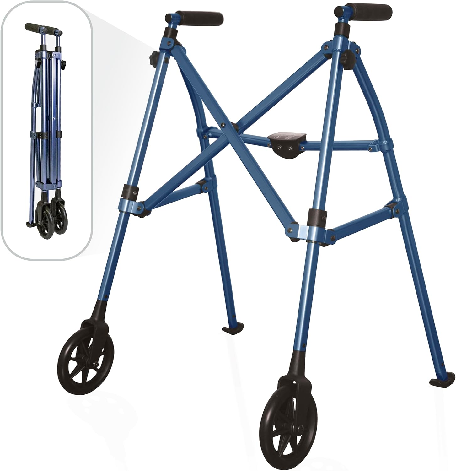 Stander Space Saver Walker 4200-CB in cobalt blue with fixed front wheels